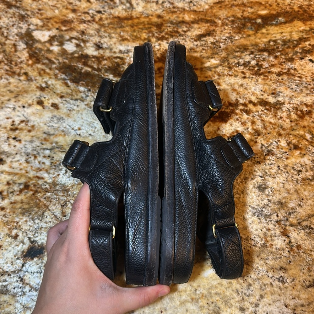 CHANEL Black Leather Dad Sandals - Picture 7 of 9